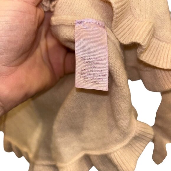 calypso st barth peach 100% Cashmere tie front shrug sweater ruffle trim S - Picture 3 of 5